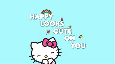 Happy looks cute on you Wallpaper 4K, Hello kitty quotes