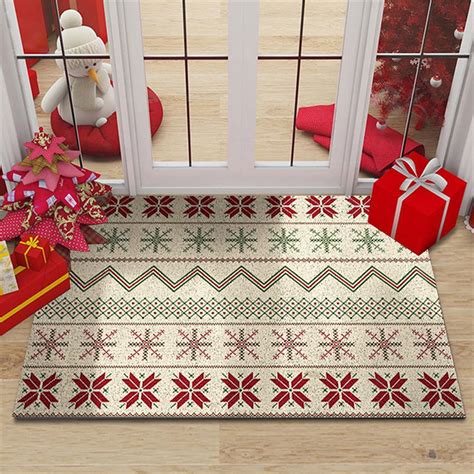 CasaChic Christmas Door Mat, Outdoor Washable Front Door Rug, Layered ...