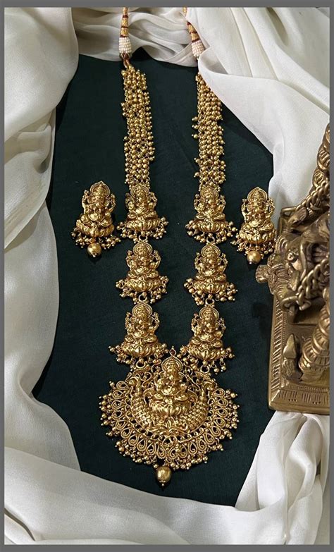 Lakshmi Haram With Pearls In Nakshi - NH00352 – Spurthi Jewels