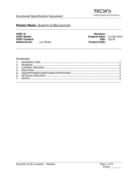 Image result for Functional Specification Document Sample
