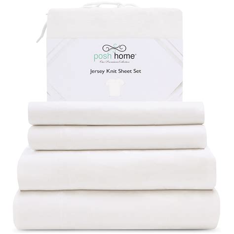 Posh Home Jersey Knit Sheet Set – 4-Piece Jersey Bed Sheets – T-Shirt ...