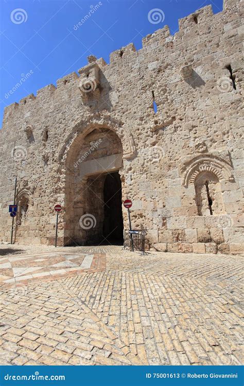Zion Gate & Bullet Holes, Jerusalem Old City Stock Image - Image of ...