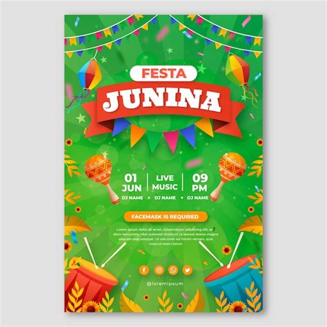 Gradient festas juninas poster or flyer | Free Vector