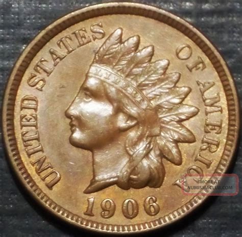 Rare 1906 Indian Head Cent Full Liberty + 4 Deep Diamonds Rich Brown