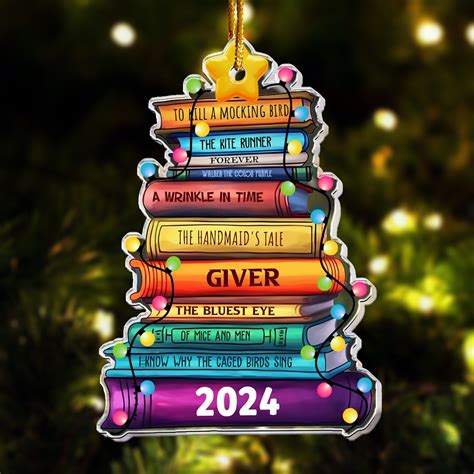 Custom Bookshelf Ornament, Custom Books Ornament,personalized Christmas ...