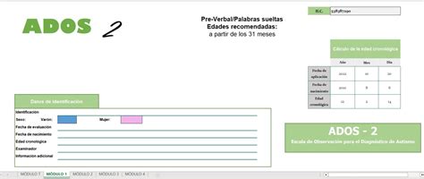 CORRECTOR ADOS-2 - Escala para el Diagnostico del Autismo
