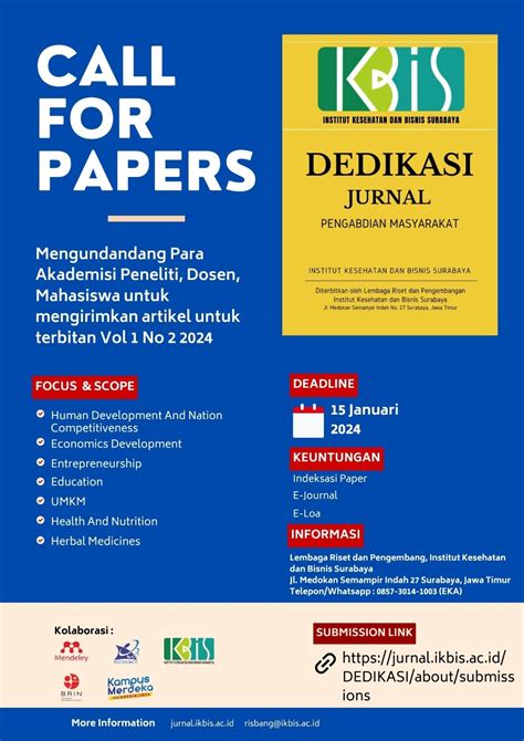 Call For Paper Jurnal Penelitian Terbitan 2024 - Institut Kesehatan dan Bisnis Surabaya