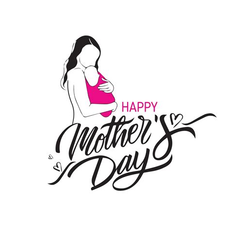 Happy Mother's Day Calligraphy vector design with Mom and Son ...