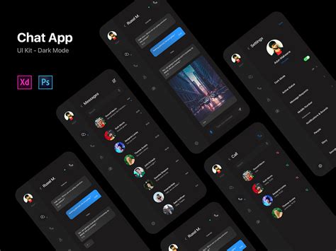 Chat, Messenger App UI Kit Dark Mode :: Behance