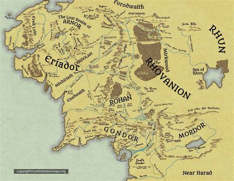 Middle Earth Map | Middle Earth World Map