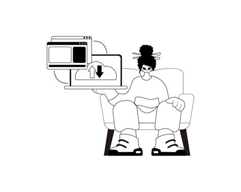 The female child with the browser that synchronizes the datum cloud ...