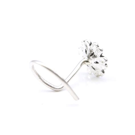 Sterling Silver Oxidized Nose Pin L Bend in Flower Design For Girls an ...