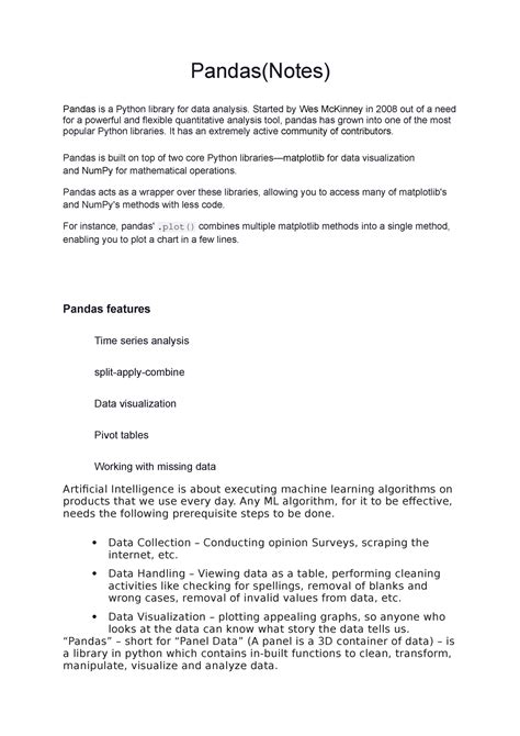 Pandas - Pandas(Notes) Pandasfor a powerful and flexible quantitative ...