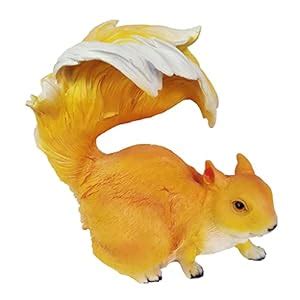 Buy Realistic Squirrel Figurine Garden Sculpture Decor Yellow Lifting ...
