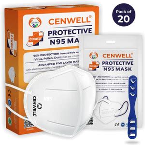 CENWELL 20 pcs N95 5 Layer BIS Certified Mask with Head-Band Converter ...