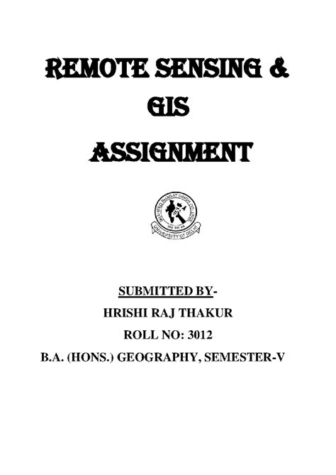 PRINCIPLES OF REMOTE SENSING & R.S. PLATFORMS IN GEOGRAPHY (BA SEM V ...