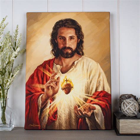 Sacred Heart Painting On Canvas W. Griseri, Sacred Heart Of Jesus And