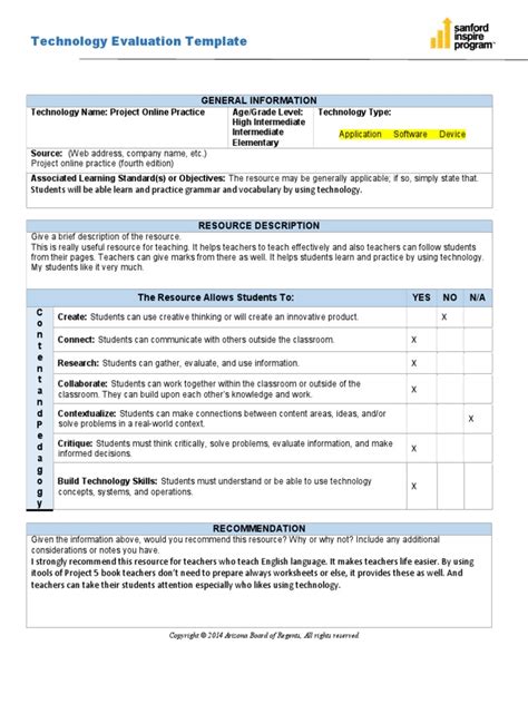 technology evaluation checklist