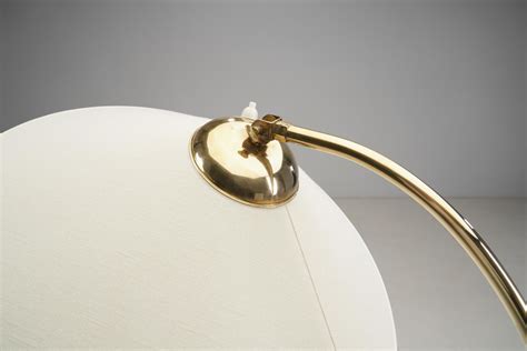 Mid-Century Modern Brass Floor Lamp with Fabric Shade, Scandinavia ...