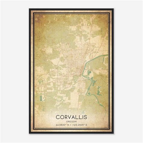 Vintage Corvallis Oregon Map Poster, Modern Home Decor Wall Art Print ...