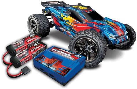 TRAXXAS RUSTLER 4X4 VXL BRUSHLESS RT/GE RTR MIT AKKU/LADER-SET *AKTION* 1/10 4WD STADIUM TRUCK ...