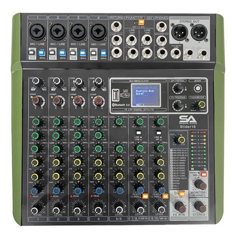 Seismic Audio - Slider10-10 Channel Mixer Console with Bluetooth, USB ...