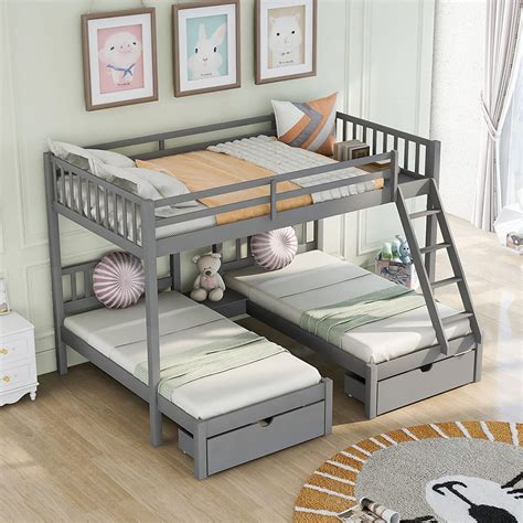 Buy Harper & Bright Designs Triple Bunk Beds, Full Over Twin & Twin ...