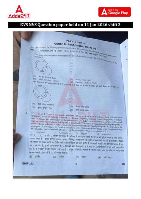 KVS NVS Tier 1 Answer Key - 11 Jan 2026 Shift 2 - Studocu