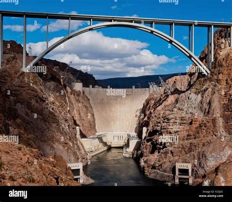 The Hoover Dam and bypass bridge in Boulder City, Nevada Stock Photo ...