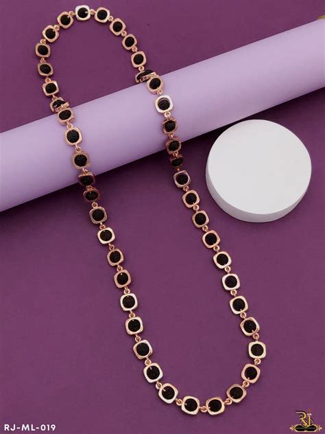 Rose Gold Square Rudraksh Mala ML-019 – Rudraksh Art Jewellery