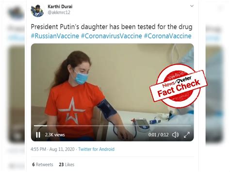 Girl receiving COVID-19 vaccine shot in viral video is NOT Putin's daughter