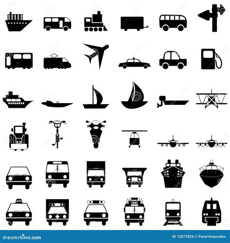 Transportation icons set stock vector. Illustration of cargo - 12077826