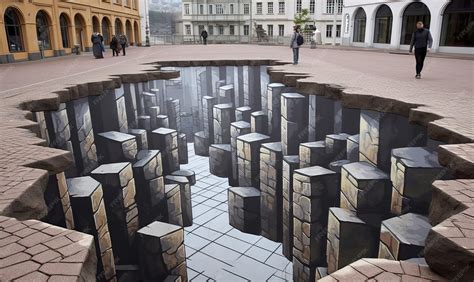 Premium Photo | Illusion of Depth Optical Art Creates Ground Fissure ...
