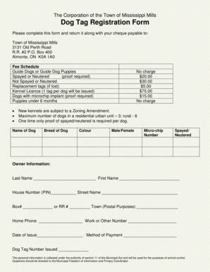 Dog Tag Registration Form - Blank Fillable Template | Fill Out, Print ...