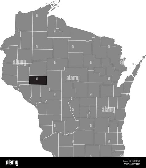 Black highlighted location map of the Eau Claire County inside gray ...