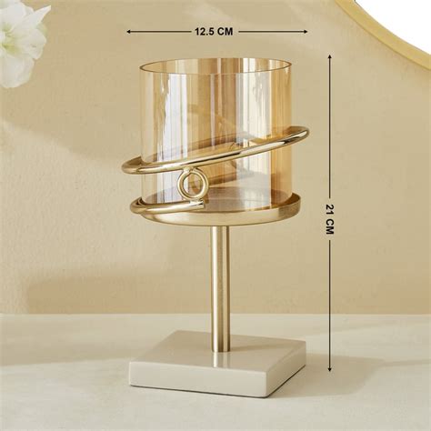 Buy Moksha Loop Glass and Metal Pillar Candle Holder - Medium from Home ...