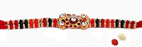 Buy Indigo Creatives Amrican diamonds Rakhi With Pooja Tika ...