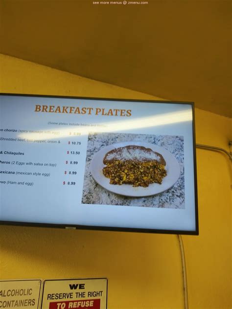 Menu at Tacos y Pupusas restaurant, Anaheim