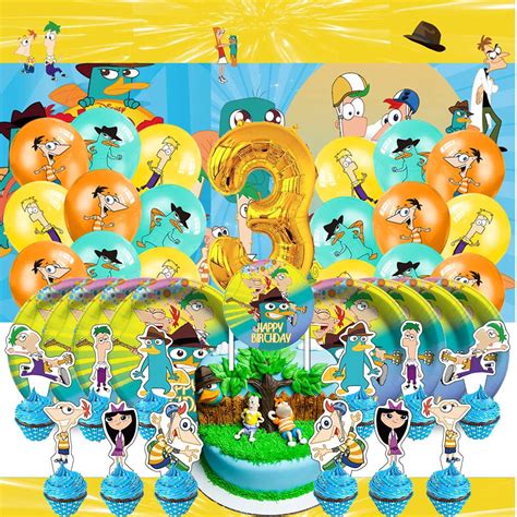 Phineas and Ferb Balloons Party Supplies 3rd Decor Tableware Birthday ...