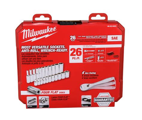 Milwaukee 1/4" Drive 26pc Ratchet & Socket Set – SAE 48-22-9404 - Walmart.com