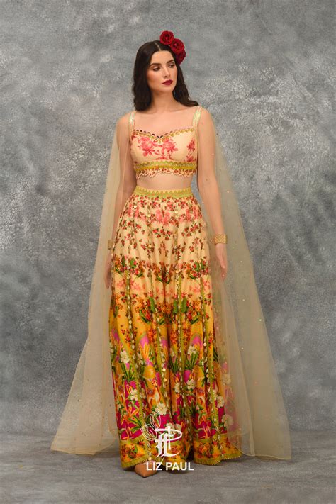 Printed sharara with Blouse and attached dupatta - LP22