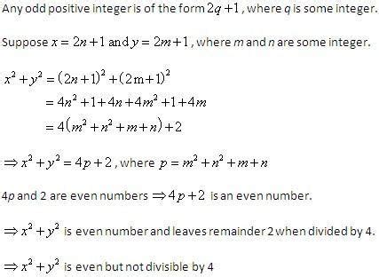 If m and n are odd positive integers then m2+n2 is even but not ...