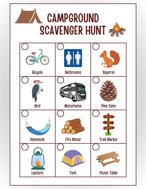 Printable Camping Scavenger Hunt For Kids To Encourage Exploring ...