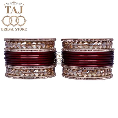 Lac Semi Bridal Bangles Set With Beautiful Kundan Design Kada – Taj ...