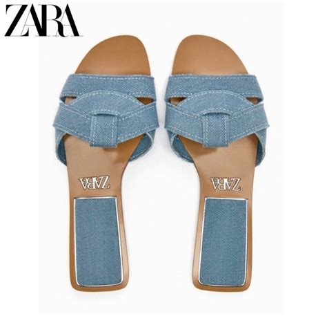 Zara Denim Sandals, Women's Fashion, Footwear, Sandals on Carousell