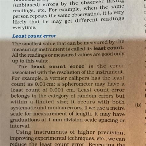 What is the meaning of the line least count error belongs to the ...