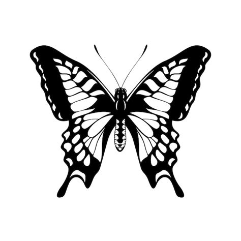 Czarno-biały motyl - motyl sylwetka wektor | Wektor Premium