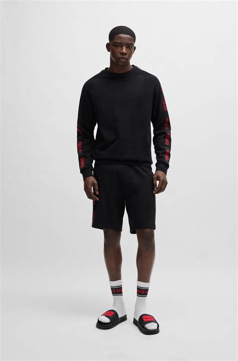 HUGO - Slip-on slides with red logo label - Dark Grey