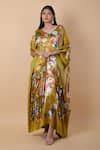 Buy Multi Color Silk V-neck Botanic Print Kaftan For Women by Anamika ...