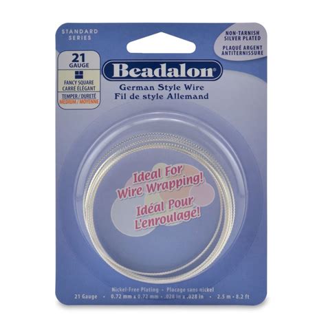 Beadalon Square Silver Plated 21-Gauge Fancy Wire, 2-1/2-Meters ...